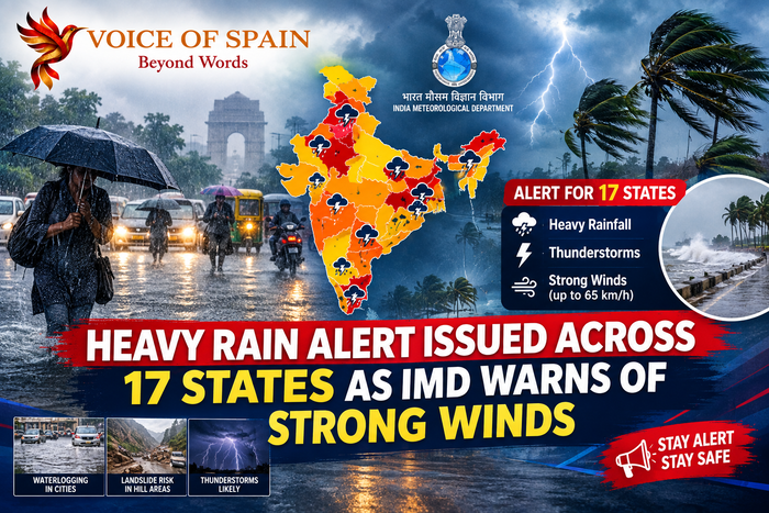 Heavy Rain Alert Issued Across 17 States as IMD Warns of Strong Winds