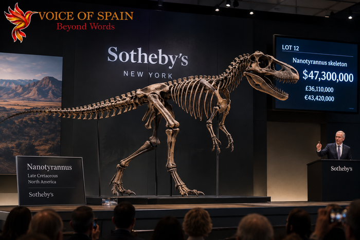 Un esqueleto de Nanotyrannus alcanza los 47,3 millones de dólares en Nueva York y se convierte en uno de los fósiles más caros del mundo